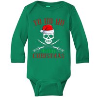 Pirate Lover Matching Santa Yo Ho Ho Pirate Merry Christmas Baby Long Sleeve Bodysuit