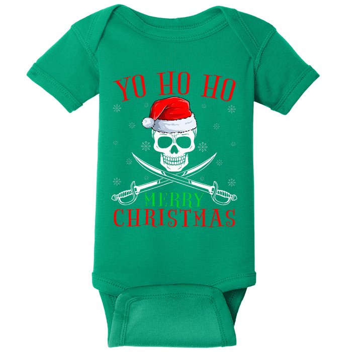 Pirate Lover Matching Santa Yo Ho Ho Pirate Merry Christmas Baby Bodysuit