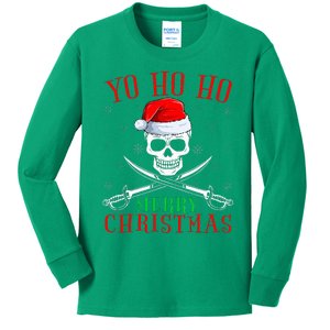 Pirate Lover Matching Santa Yo Ho Ho Pirate Merry Christmas Kids Long Sleeve Shirt