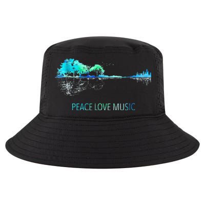 Peace Love Music Guitar Lake Shadow Hippie Cool Comfort Performance Bucket Hat