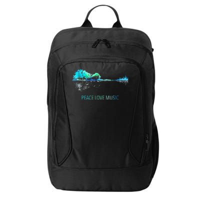 Peace Love Music Guitar Lake Shadow Hippie City Backpack