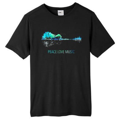 Peace Love Music Guitar Lake Shadow Hippie Tall Fusion ChromaSoft Performance T-Shirt