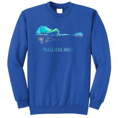 Peace Love Music Guitar Lake Shadow Hippie Sweatshirt