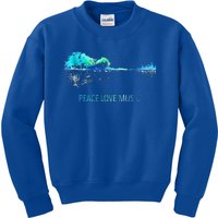 Peace Love Music Guitar Lake Shadow Hippie Kids Sweatshirt