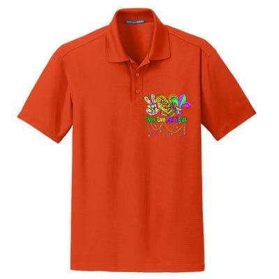 Peace Love Mardi Gras Beads Carnival Costume Parade Dry Zone Grid Polo