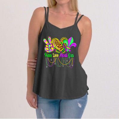 Peace Love Mardi Gras Beads Carnival Costume Parade Women's Strappy Tank