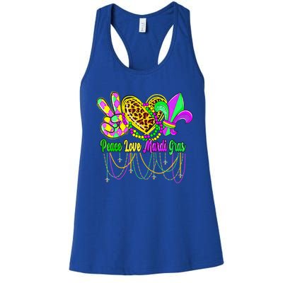 Peace Love Mardi Gras Beads Carnival Costume Parade Women's Racerback Tank