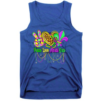 Peace Love Mardi Gras Beads Carnival Costume Parade Tank Top