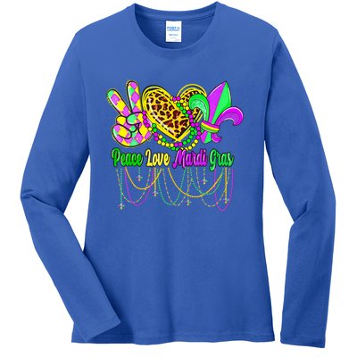 Peace Love Mardi Gras Beads Carnival Costume Parade Ladies Long Sleeve Shirt