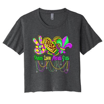 Peace Love Mardi Gras Beads Carnival Costume Parade Women's Crop Top Tee