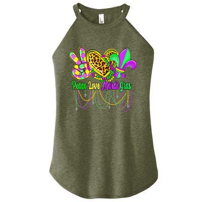 Peace Love Mardi Gras Beads Carnival Costume Parade Women's Perfect Tri Rocker Tank