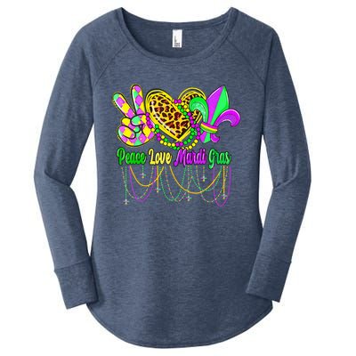 Peace Love Mardi Gras Beads Carnival Costume Parade Women's Perfect Tri Tunic Long Sleeve Shirt