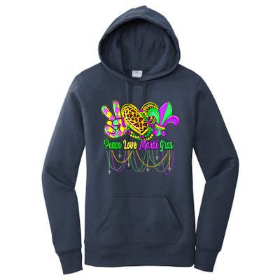 Peace Love Mardi Gras Beads Carnival Costume Parade Women's Pullover Hoodie