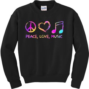 Peace Love Music Hippie Kids Sweatshirt