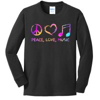 Peace Love Music Hippie Kids Long Sleeve Shirt