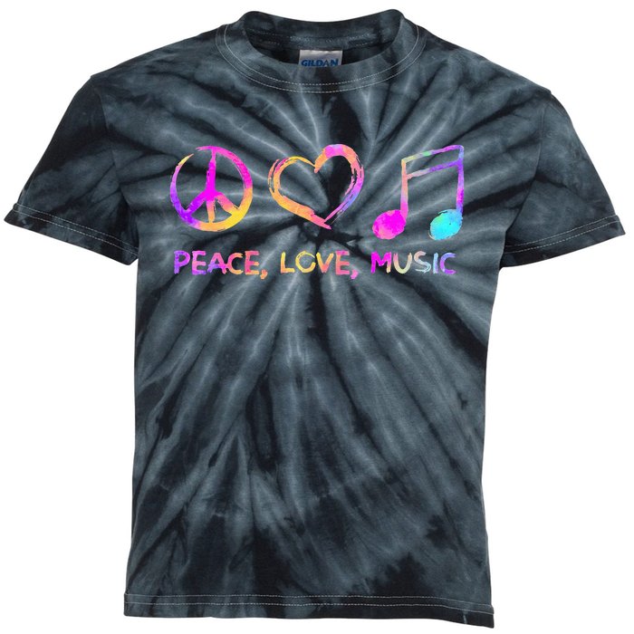 Peace Love Music Hippie Kids Tie-Dye T-Shirt