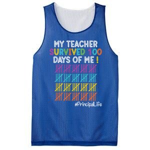 Principal Life My Teacher Survived 100 Days Of Me Gift Mesh Reversible Basketball Jersey Tank