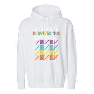 Principal Life My Teacher Survived 100 Days Of Me Gift Garment-Dyed Fleece Hoodie