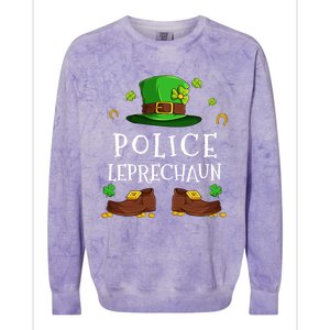 Police Leprechaun Matching Family Group St Patricks Gift Colorblast Crewneck Sweatshirt