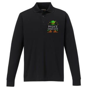 Police Leprechaun Matching Family Group St Patricks Gift Performance Long Sleeve Polo