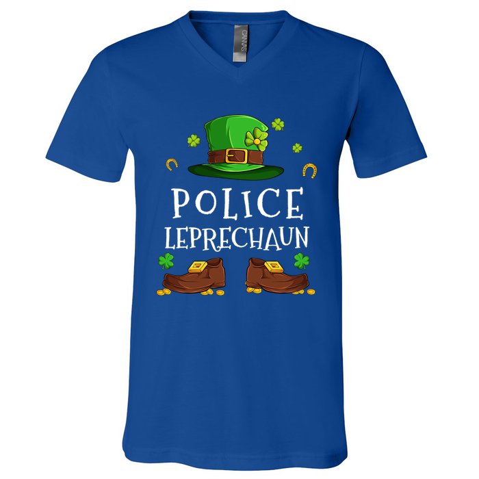 Police Leprechaun Matching Family Group St Patricks Gift V-Neck T-Shirt