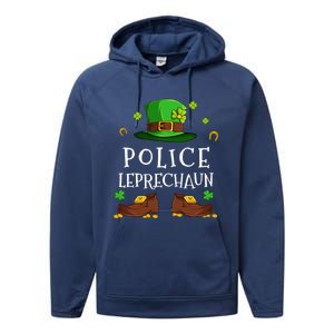 Police Leprechaun Matching Family Group St Patricks Gift Performance Fleece Hoodie