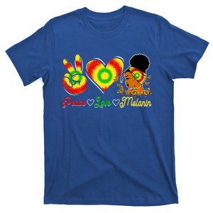 Peace Love Melanin Afro Black History Month Queen Juneteenth Funny Gift T-Shirt