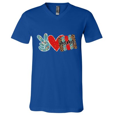 Peace Love Mama Happy Mothers Day Gift V-Neck T-Shirt