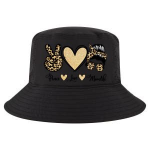 Peace Love Mom Life Trendy Leopard Messy Bun Mama Gift Cool Comfort Performance Bucket Hat