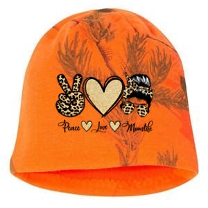 Peace Love Mom Life Trendy Leopard Messy Bun Mama Gift Kati - Camo Knit Beanie