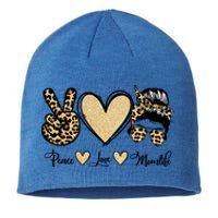 Peace Love Mom Life Trendy Leopard Messy Bun Mama Gift Sustainable Beanie