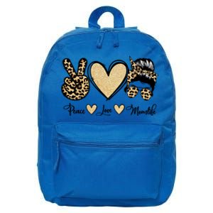 Peace Love Mom Life Trendy Leopard Messy Bun Mama Gift 16 in Basic Backpack