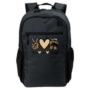 Peace Love Mom Life Trendy Leopard Messy Bun Mama Gift Daily Commute Backpack