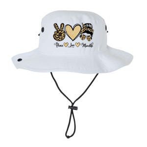 Peace Love Mom Life Trendy Leopard Messy Bun Mama Gift Legacy Cool Fit Booney Bucket Hat