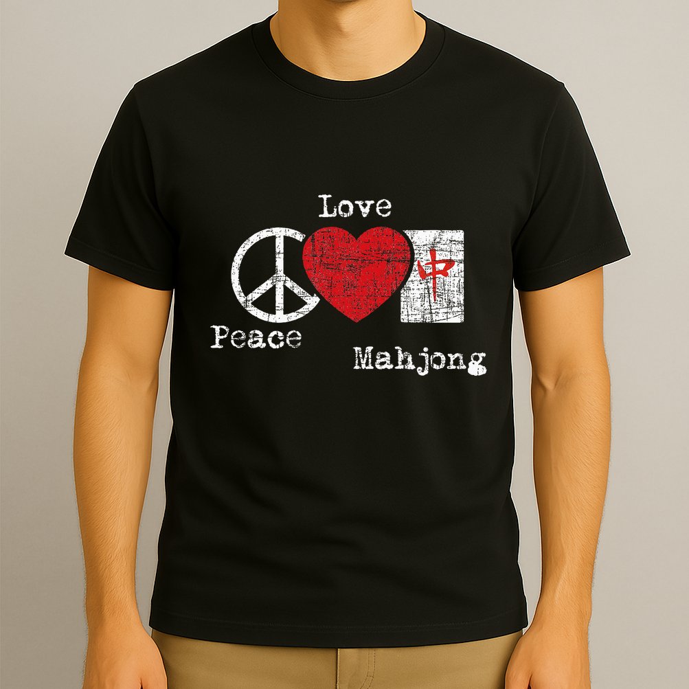 Peace Love Mahjong Gambling Casino Player Chinese Game T-Shirt
