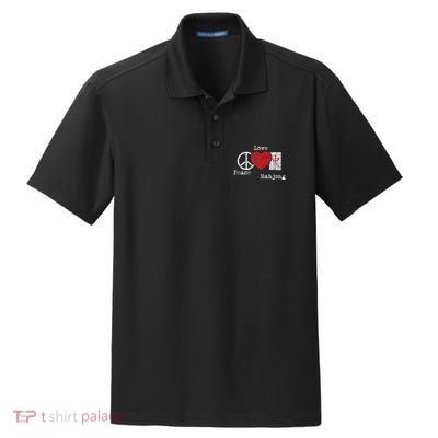 Peace Love Mahjong Gambling Casino Player Chinese Game Dry Zone Grid Polo