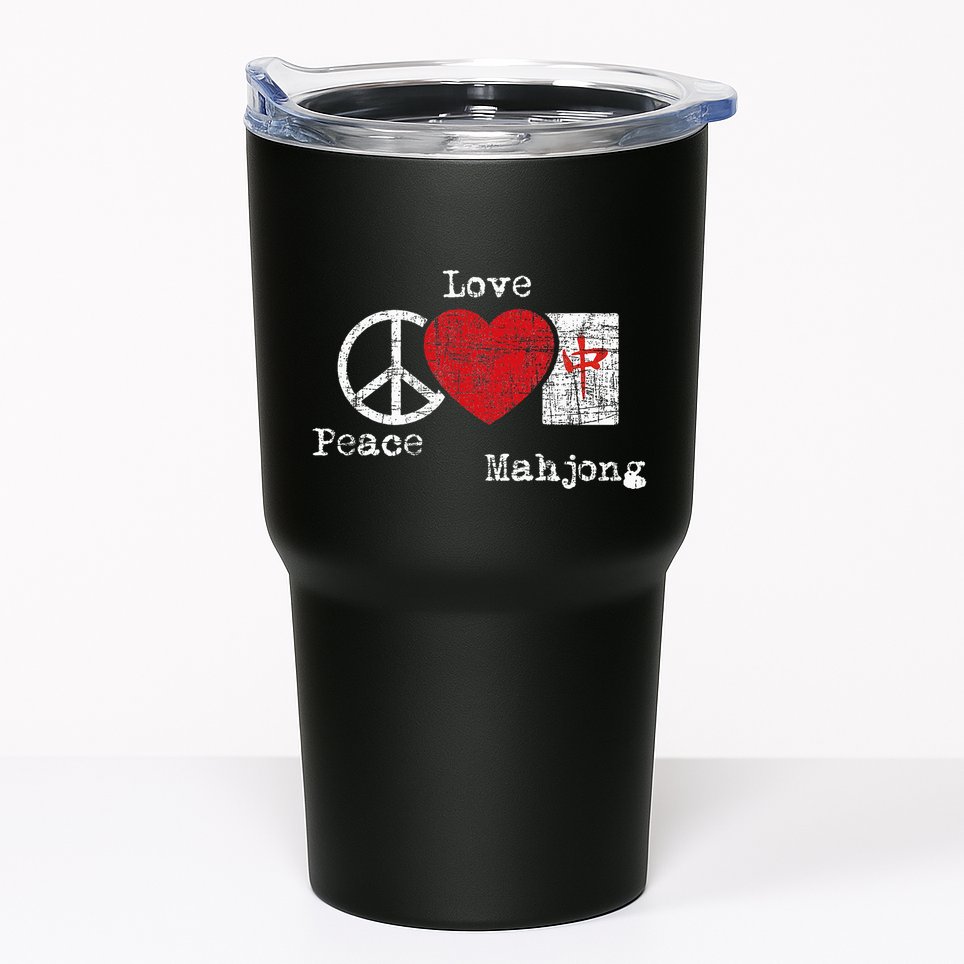 Peace Love Mahjong Gambling Casino Player Chinese Game Tumbler