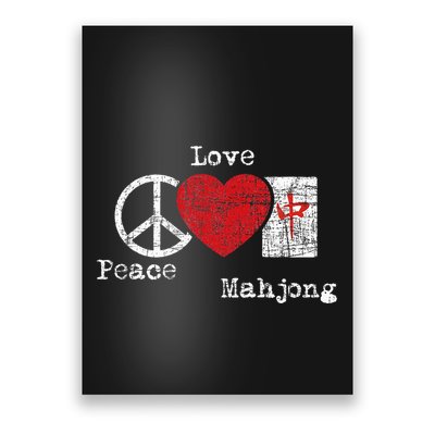 Peace Love Mahjong Gambling Casino Player Chinese Game Poster