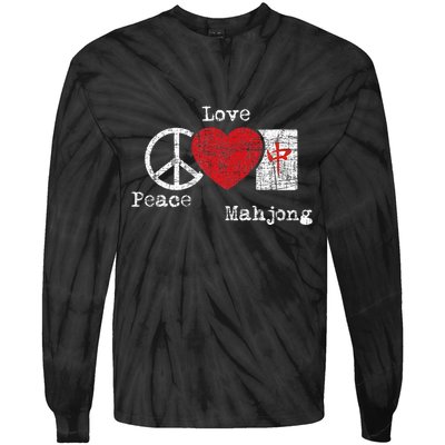 Peace Love Mahjong Gambling Casino Player Chinese Game Tie-Dye Long Sleeve Shirt