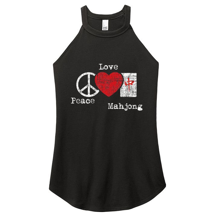 Peace Love Mahjong Gambling Casino Player Chinese Game Women's Perfect Tri Rocker Tank