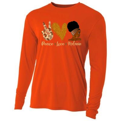 Peace Love Melanin Black Afro Juneteenth African Pride Gift Cooling Performance Long Sleeve Crew