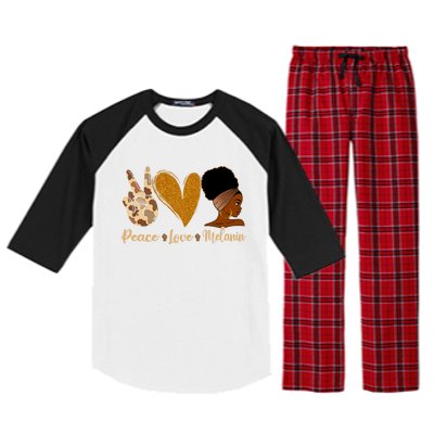 Peace Love Melanin Black Afro Juneteenth African Pride Gift Raglan Sleeve Pajama Set