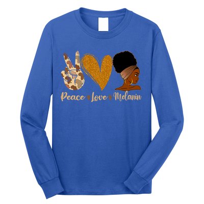 Peace Love Melanin Black Afro Juneteenth African Pride Gift Long Sleeve Shirt