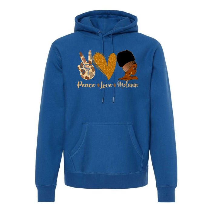 Peace Love Melanin Black Afro Juneteenth African Pride Gift Premium Hoodie