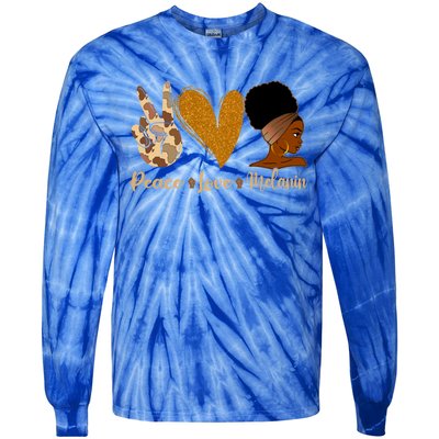 Peace Love Melanin Black Afro Juneteenth African Pride Gift Tie-Dye Long Sleeve Shirt