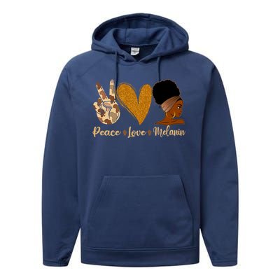 Peace Love Melanin Black Afro Juneteenth African Pride Gift Performance Fleece Hoodie