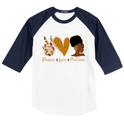 Peace Love Melanin Black Afro Juneteenth African Pride Gift Baseball Sleeve Shirt