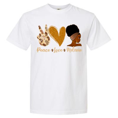 Peace Love Melanin Black Afro Juneteenth African Pride Gift Garment-Dyed Heavyweight T-Shirt