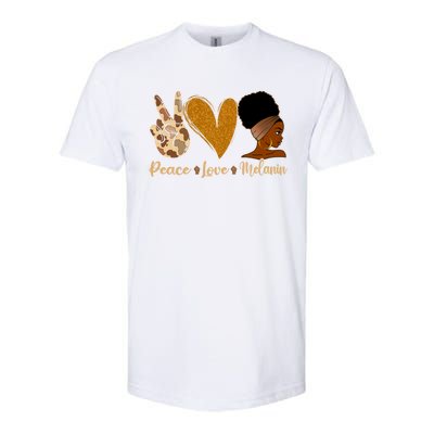 Peace Love Melanin Black Afro Juneteenth African Pride Gift Softstyle CVC T-Shirt