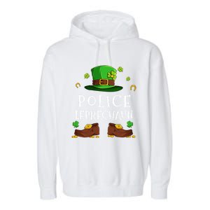 Police Leprechaun Matching Family Group St Patricks Great Gift Garment-Dyed Fleece Hoodie